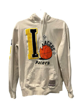 Mitchell Ness Indiana Pacers Hoodie Chenille Patch Hardwood Classics Size Small